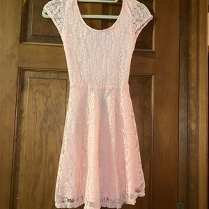 Pink Lace Cross Back Dress